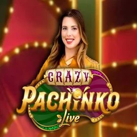 Crazy Pachinko slot logo by Evolution at Playfina Casino